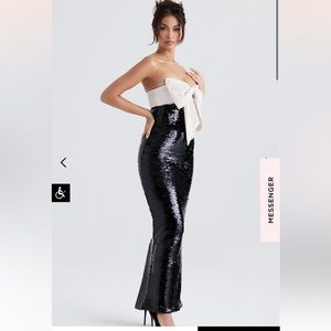 House of CB Holly black sequin strapless bow dress gown Medium